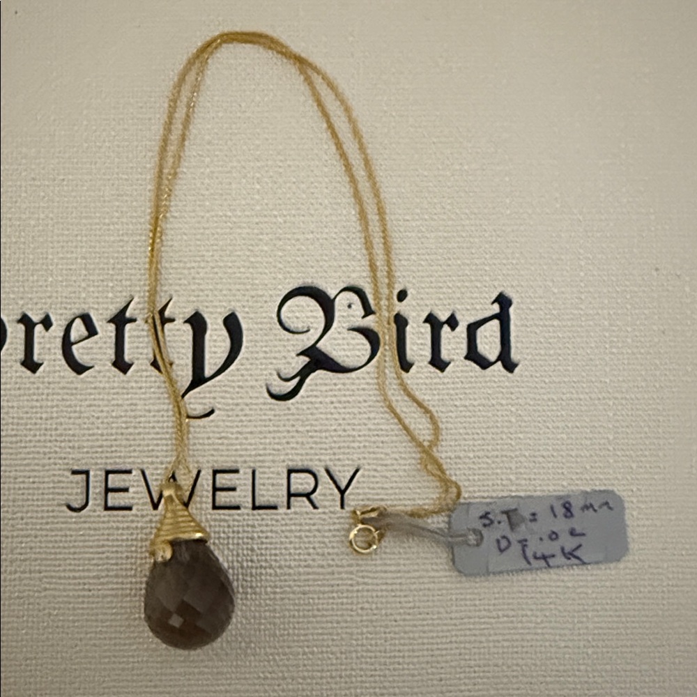 14k yellow Gold Smoky Topaz & Diamond Necklace